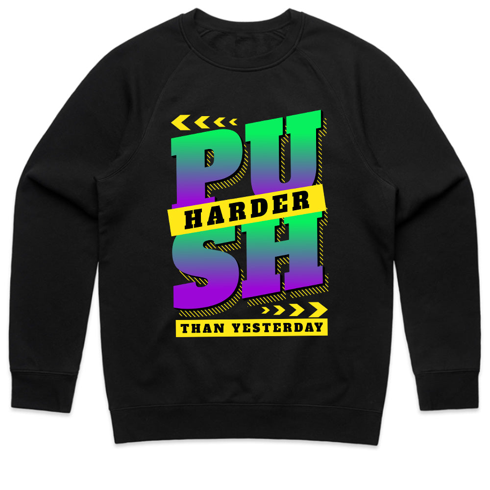 "Push Harder Than Yesterday" Motivational Gym T-Shirt – Keep Grinding, Keep Winning
