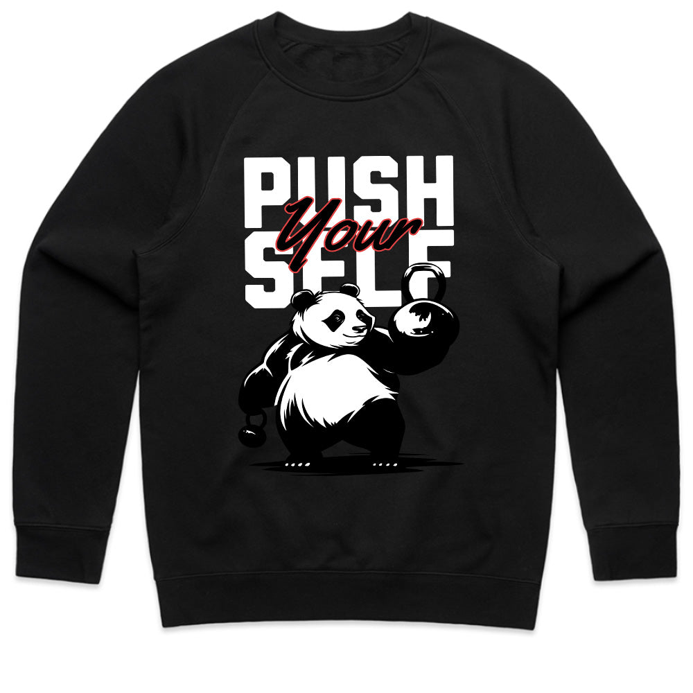 "Push Yourself Panda Gym T-Shirt – Motivational Workout Tee"