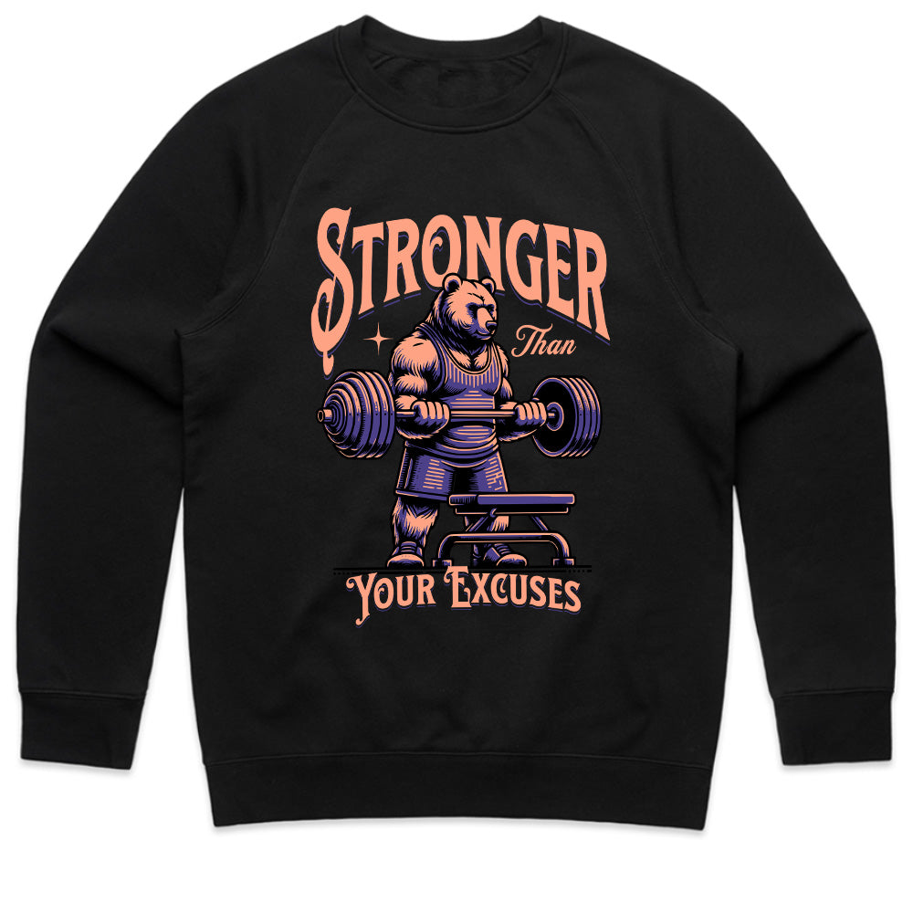 "Stronger Than Your Excuses" Motivational Bear Gym T-Shirt