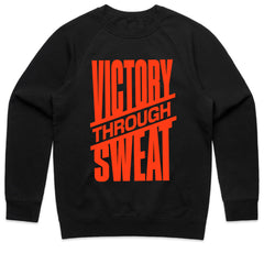 "Victory Through Sweat" Motivational Workout T-Shirt – Black & Bold