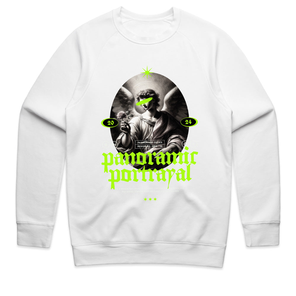Panoramic Portrayal: Neon Angelic Vision Tee