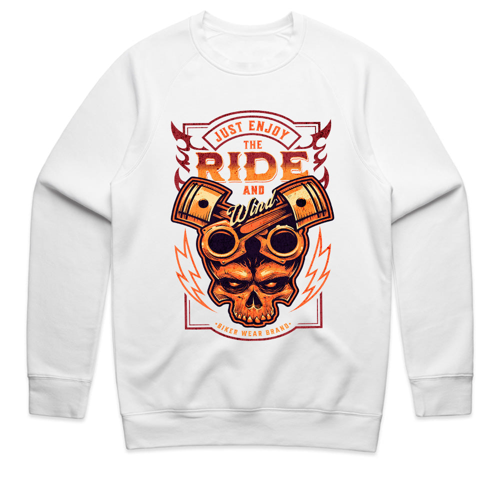 Just Enjoy the Ride and Wind - Bold Biker Skull T-Shirt