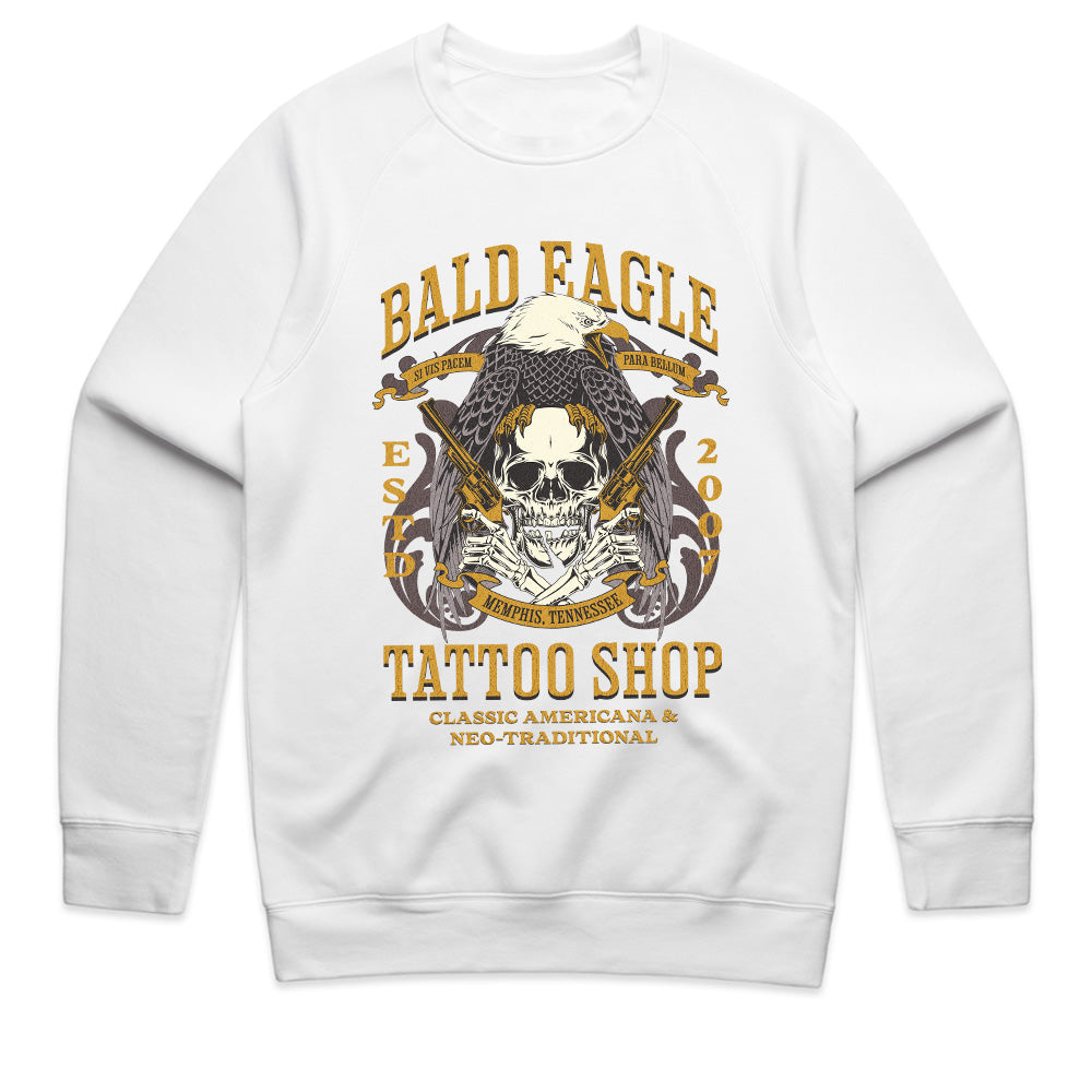 Bald Eagle Tattoo Shop – Classic Americana Biker T-Shirt