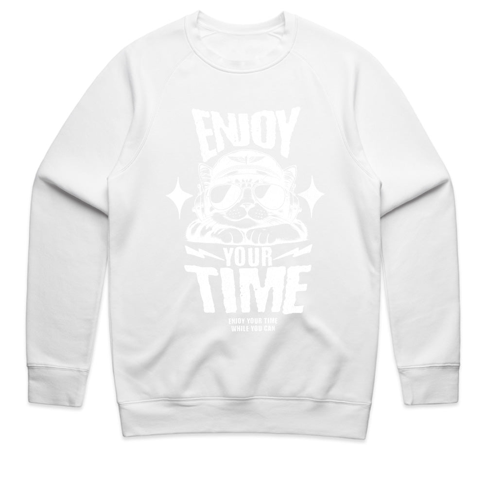 Enjoy Your Time" Aviator Cat Graphic Tee