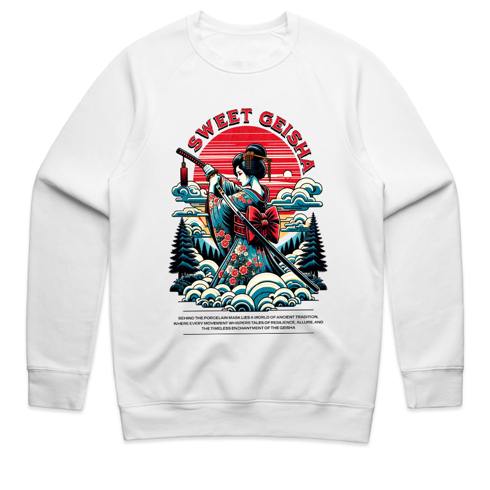 Crimson Serenity: “Sweet Geisha” Rising Sun Tee