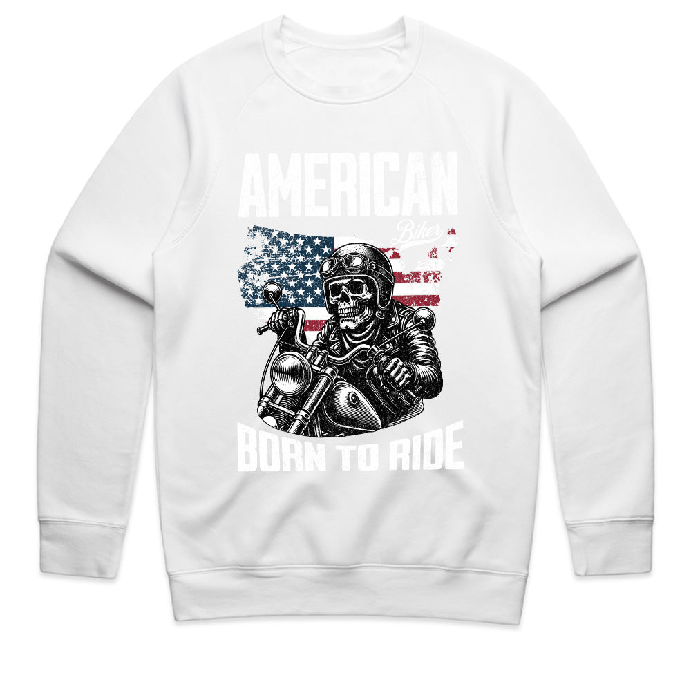 American Biker – Born to Ride Patriotic Skull T-Shirt
