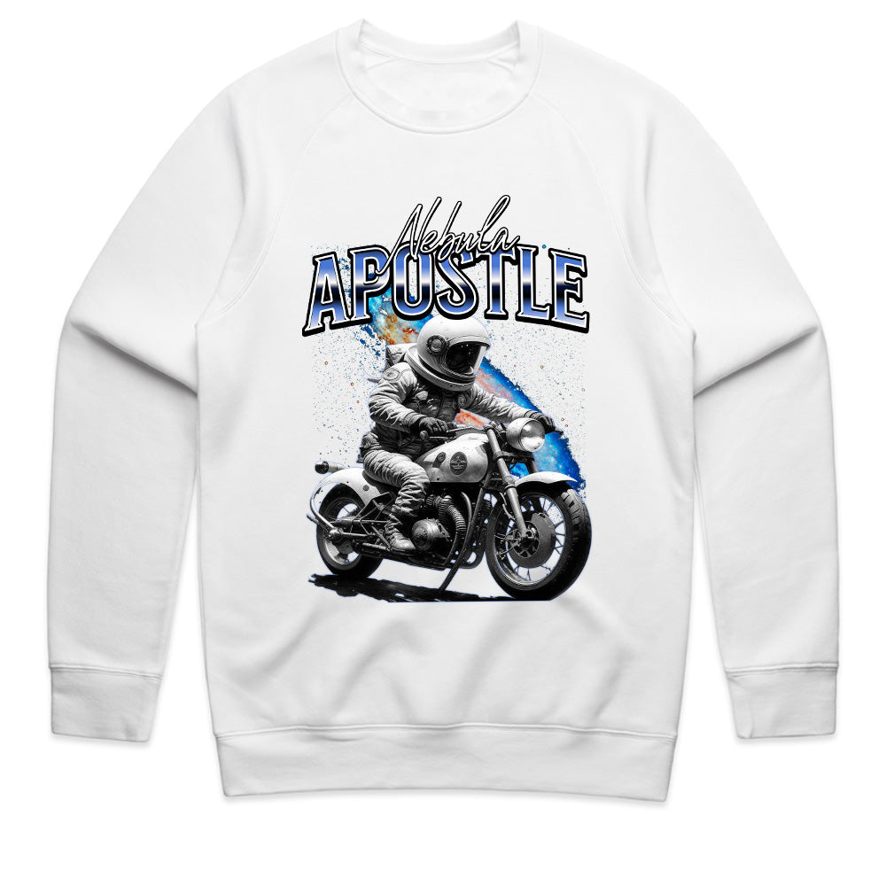 Nebula Apostle – Astronaut Biker Cosmic Adventure T-Shirt
