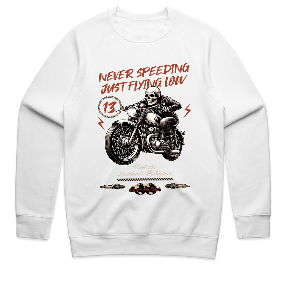 Never Speeding, Just Flying Low – Skull Biker T-Shirt