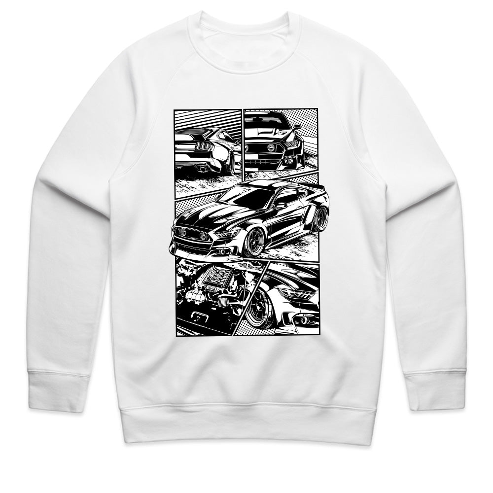 American Muscle Comic Style T-Shirt – Mustang Power Panel Edition