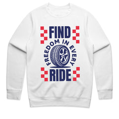 Find Freedom In Every Ride - Car Enthusiast Bold Typography T-Shirt