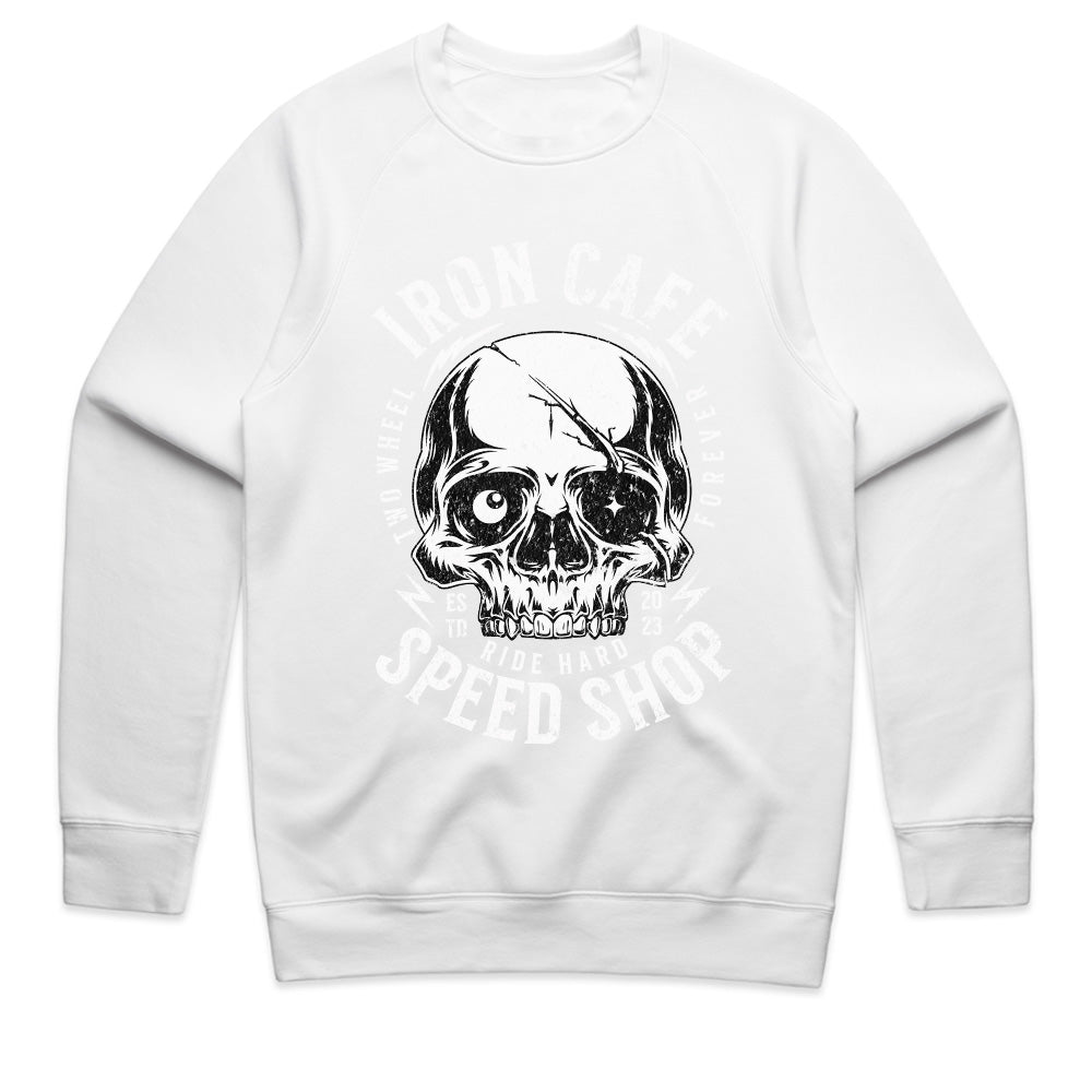 Iron Cafe Speed Shop – Ride Hard Skull Biker T-Shirt