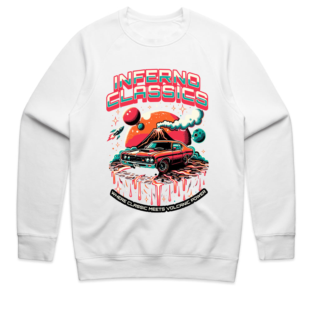 Inferno Classics: Volcanic Power Retro Muscle Car T-Shirt