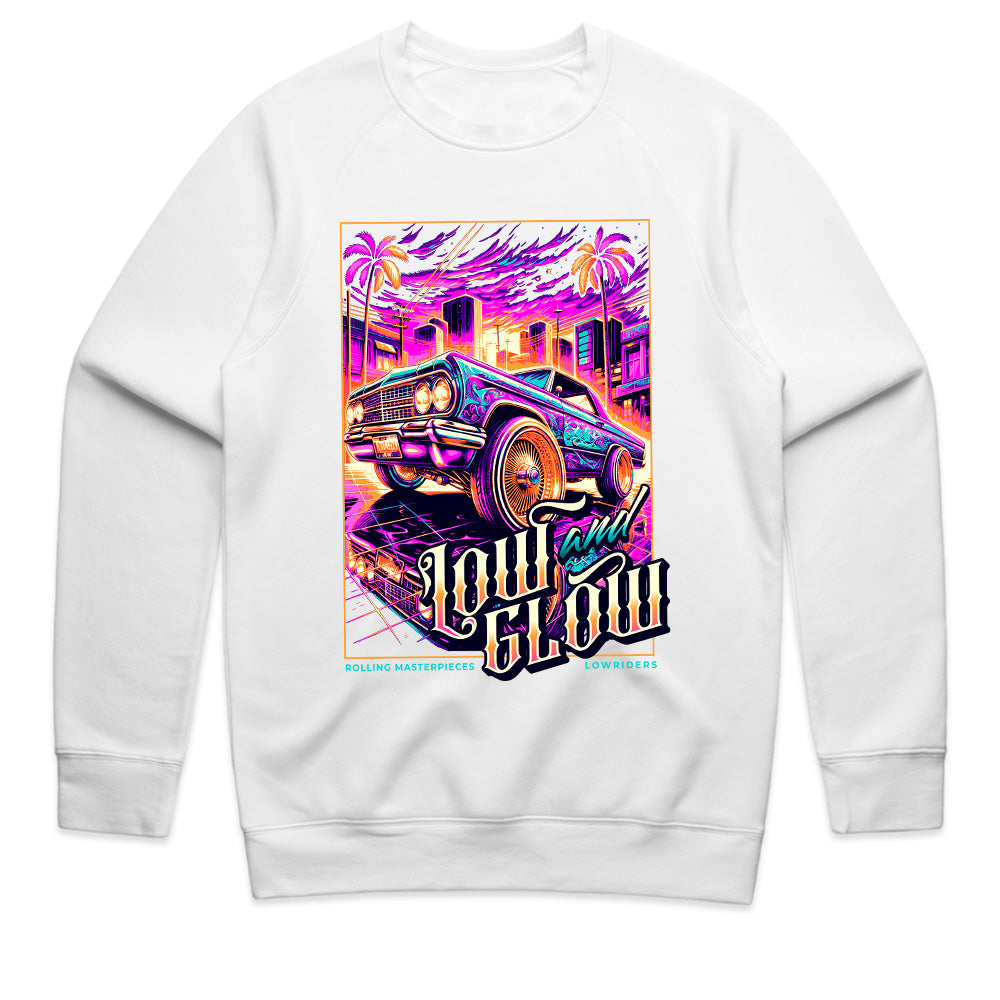 Low and Glow T-Shirt – Neon Vibe Lowrider Masterpiece