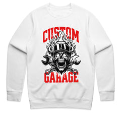Custom Garage T-Shirt – Fiery Skull Mechanic Biker Tee