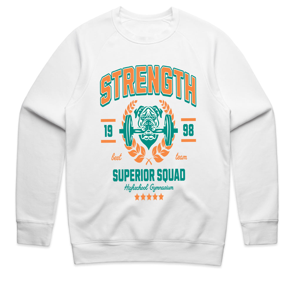"Strength Superior Squad" Vintage Gym Bulldog T-Shirt – Power & Team Spirit