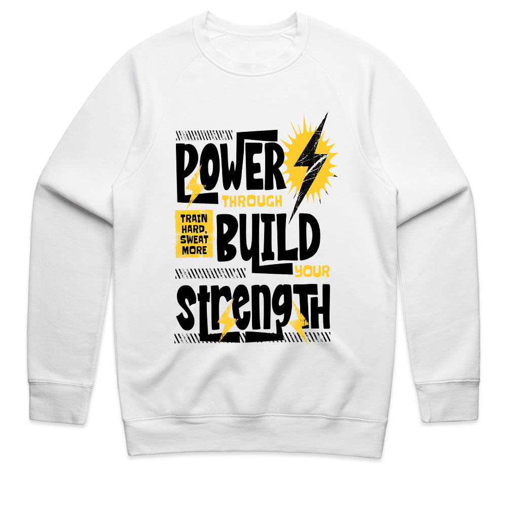 Power Through, Build Strength – Motivational Gym T-Shirt | High-Energy Workout Tee