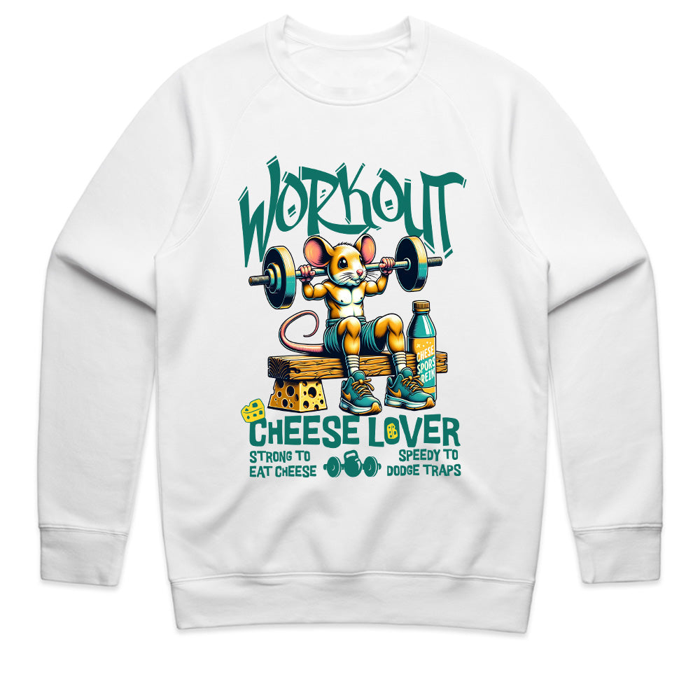 "Workout Cheese Lover" Funny Gym T-Shirt – Strong to Eat Cheese, Speedy to Dodge Traps
