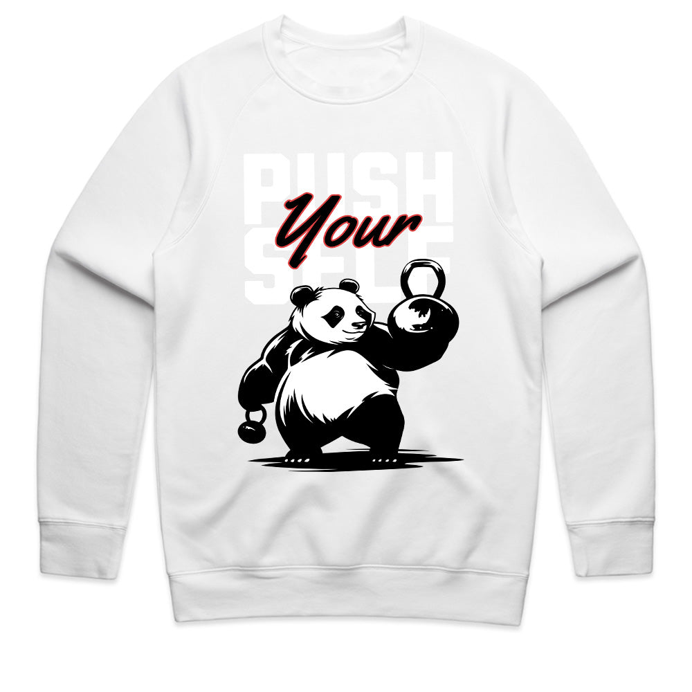 "Push Yourself Panda Gym T-Shirt – Motivational Workout Tee"