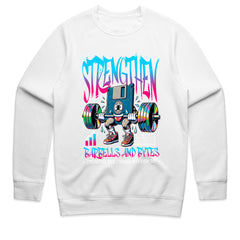 "Strengthen: Barbells & Bytes" Retro Fitness Geek T-Shirt – Power Up with Every Rep