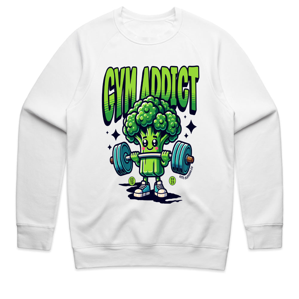 "Gym Addict" Cute Broccoli Workout T-Shirt – Fun & Motivational Fitness Tee