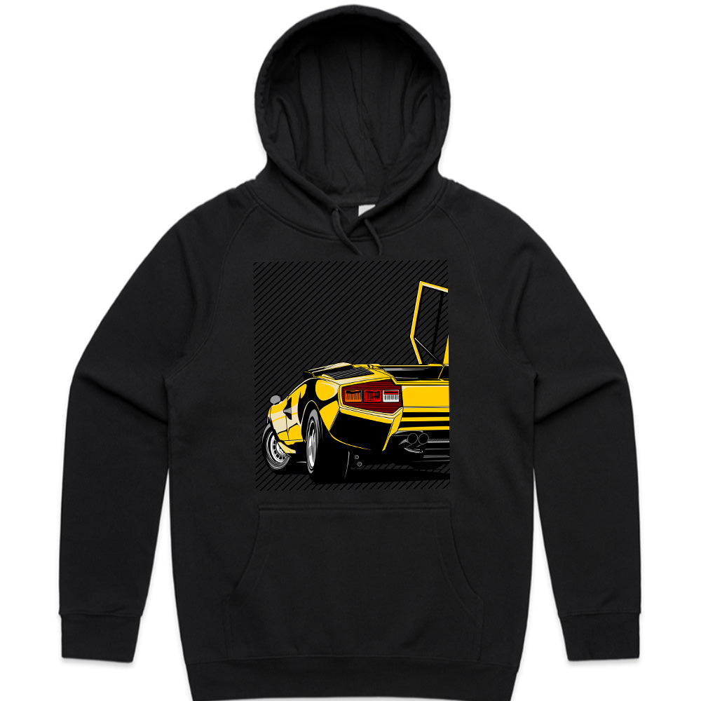 Countach Rear Legend T-Shirt — Retro Yellow Supercar Edition