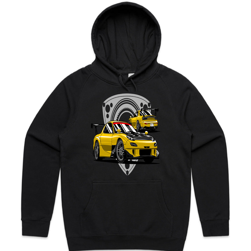 Yellow Turbo RX7 Legends – JDM Rotary Power T-Shirt