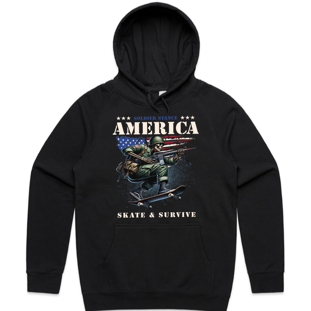 Soldier Stance: Skate & Survive America Tee