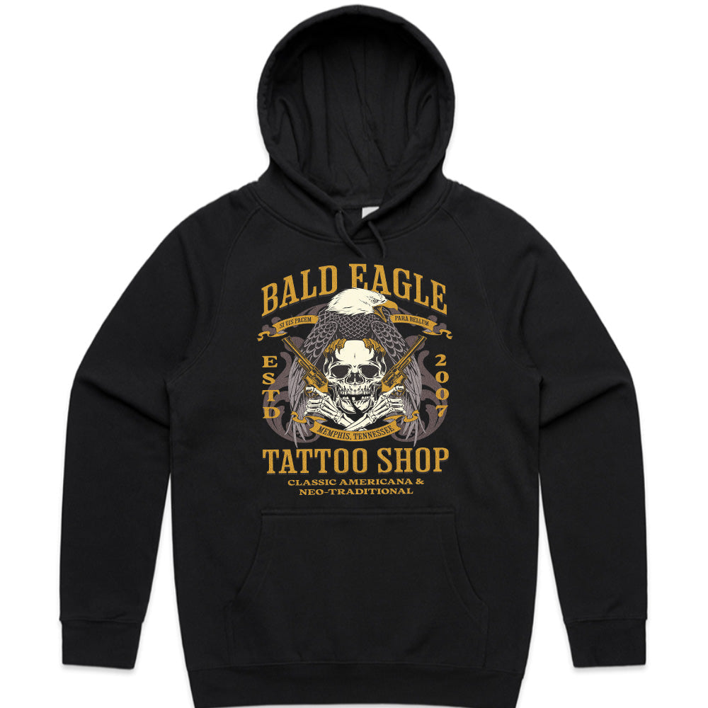 Bald Eagle Tattoo Shop – Classic Americana Biker T-Shirt