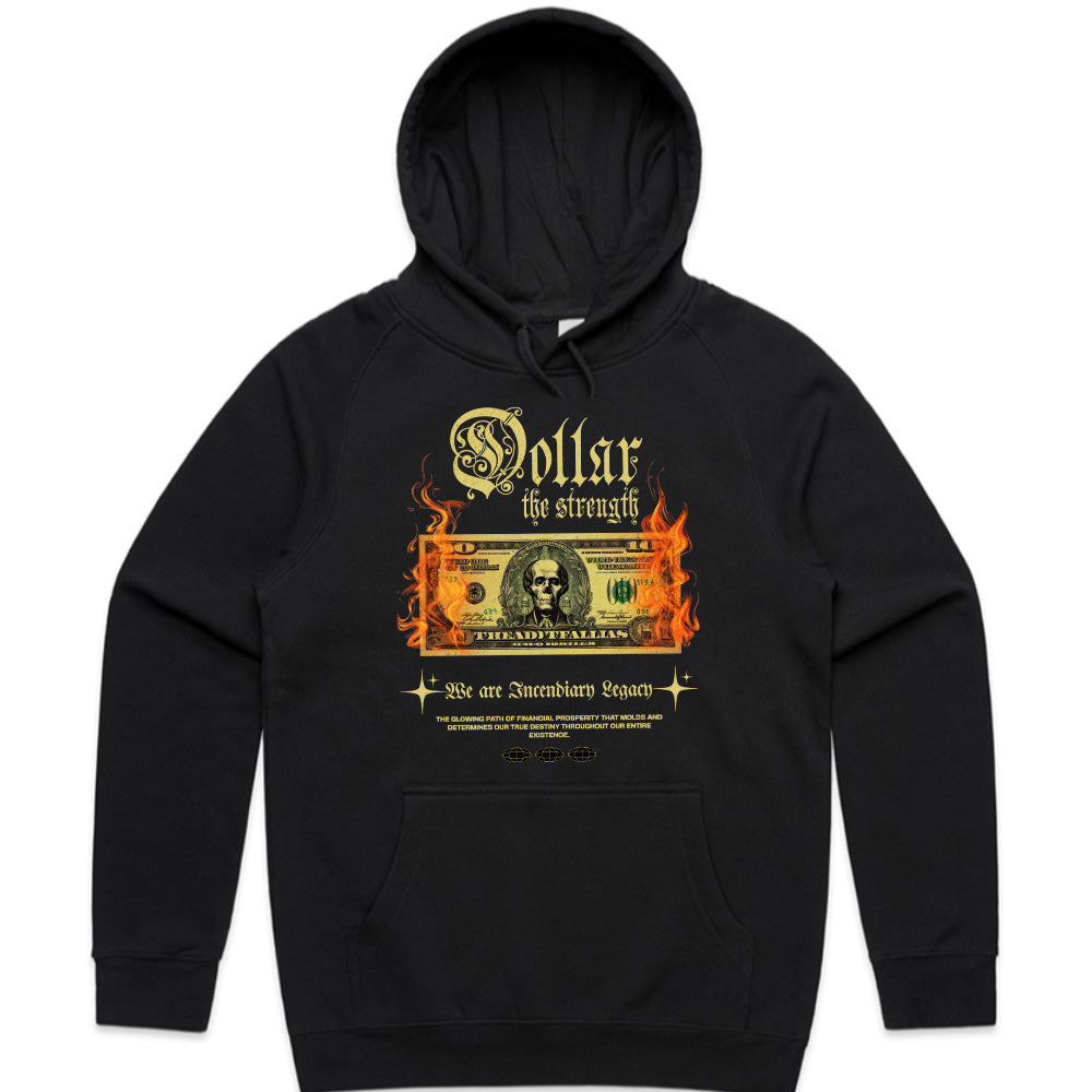 Dollar: The Strength" Fiery Skull Bill Graphic Tee