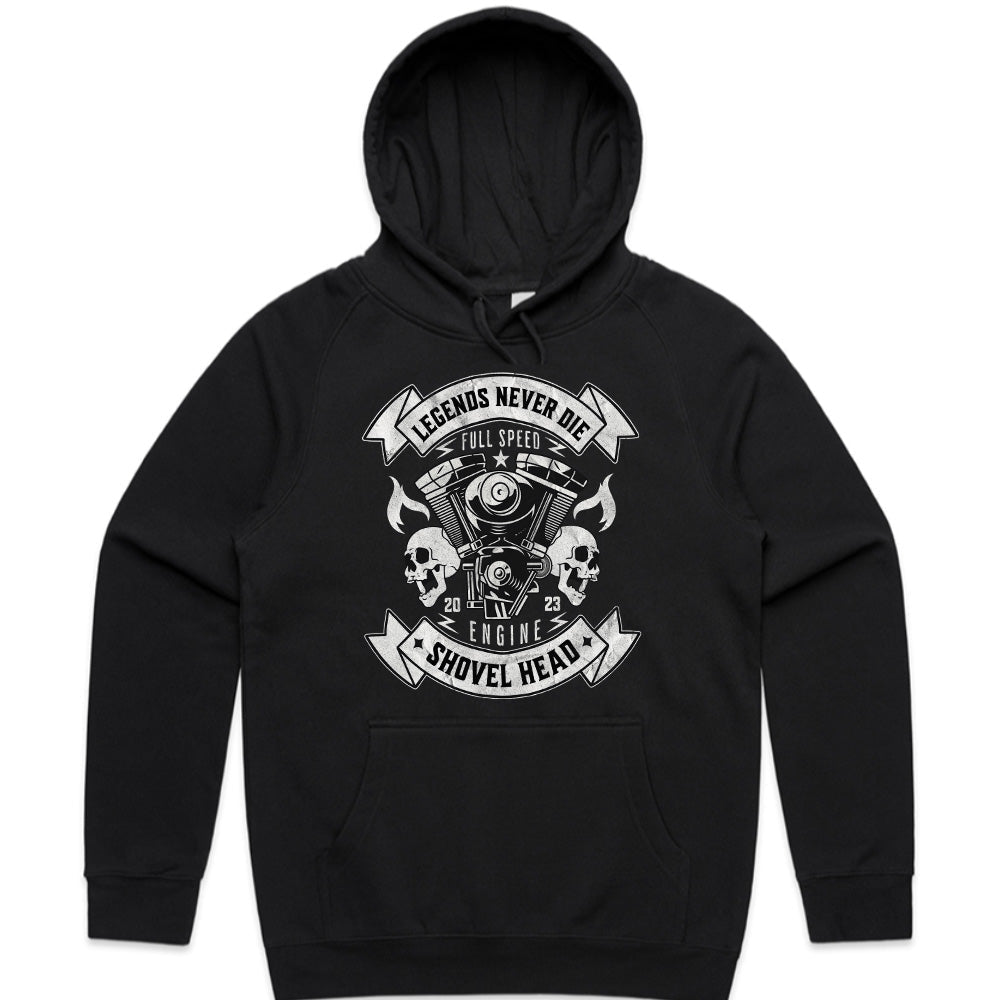 Legends Never Die Shovelhead Engine T-Shirt – Full Speed, Forever Free