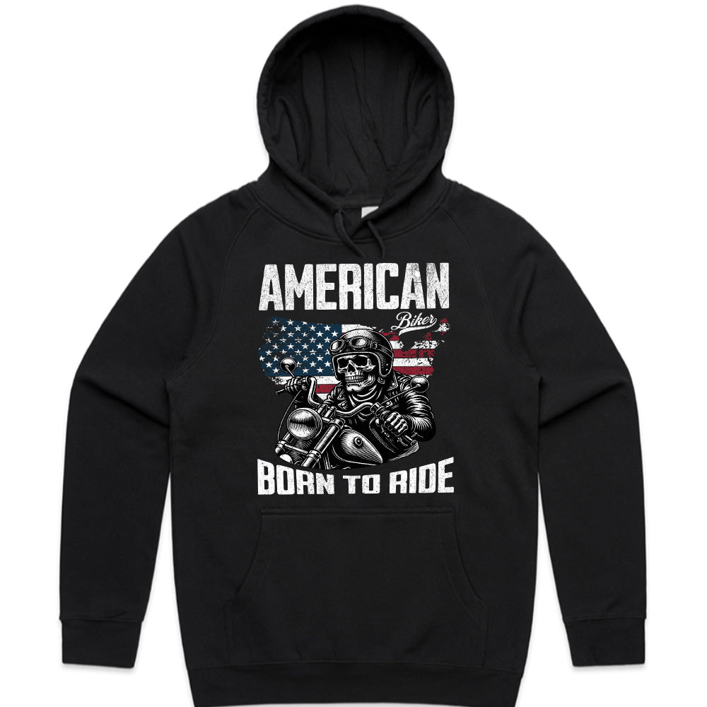 American Biker – Born to Ride Patriotic Skull T-Shirt