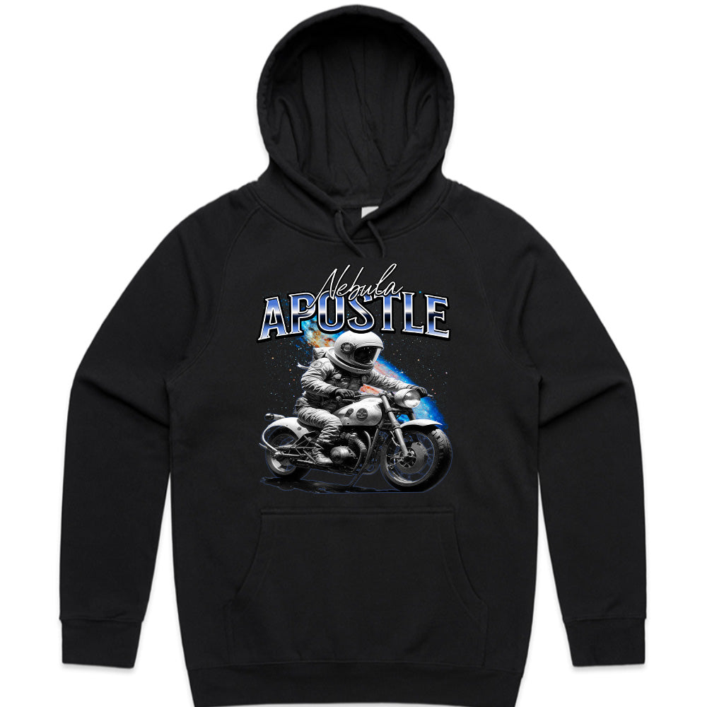 Nebula Apostle – Astronaut Biker Cosmic Adventure T-Shirt
