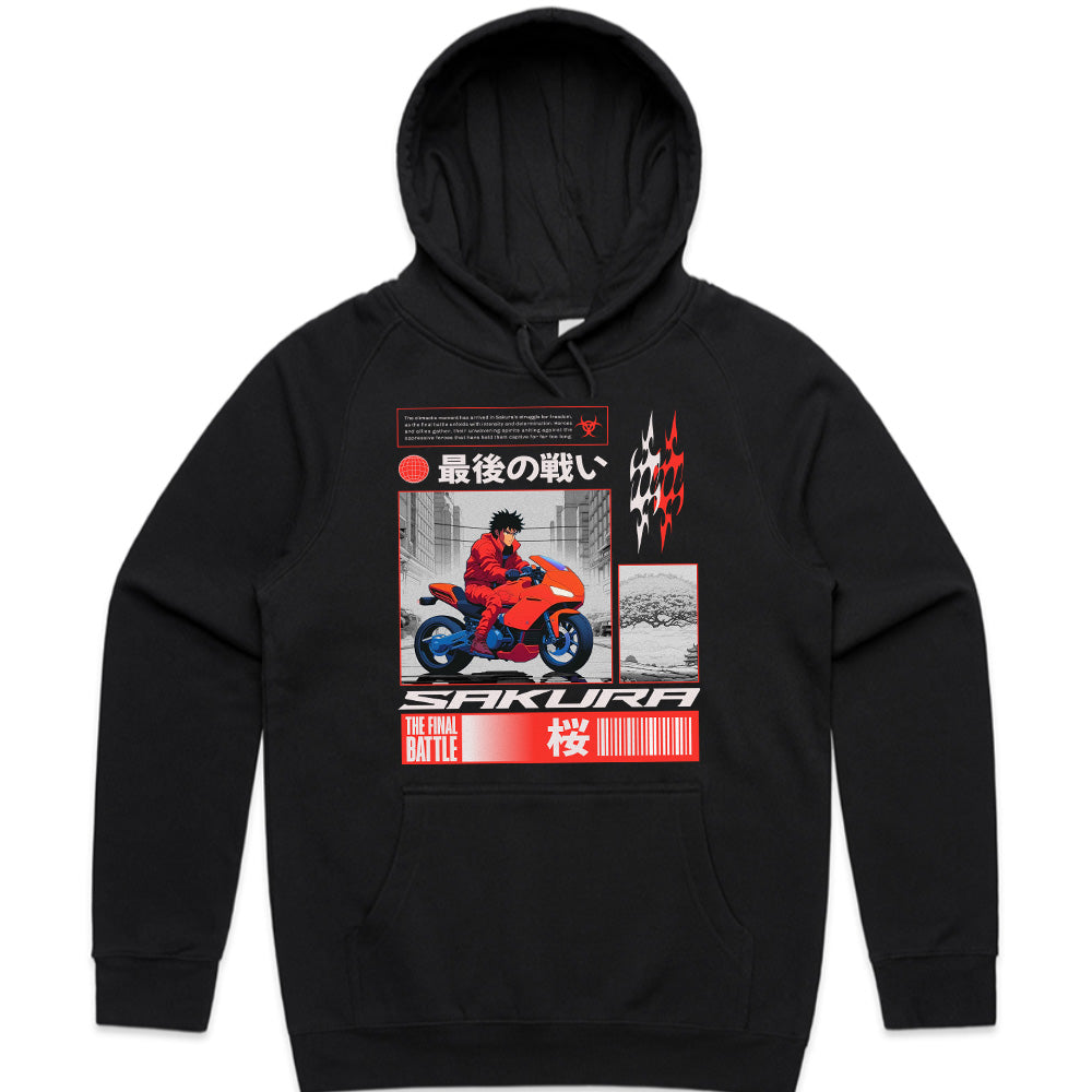 Sakura Final Battle – Cyberpunk Anime Rider T-Shirt