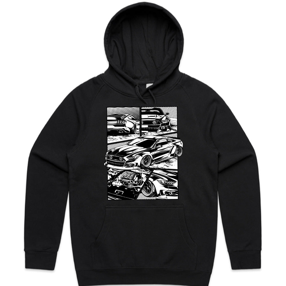 American Muscle Comic Style T-Shirt – Mustang Power Panel Edition