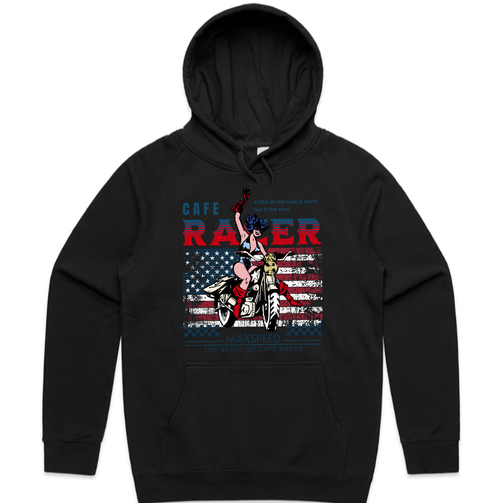 Café Racer Max Speed – American Spirit Motorcycle T-Shirt