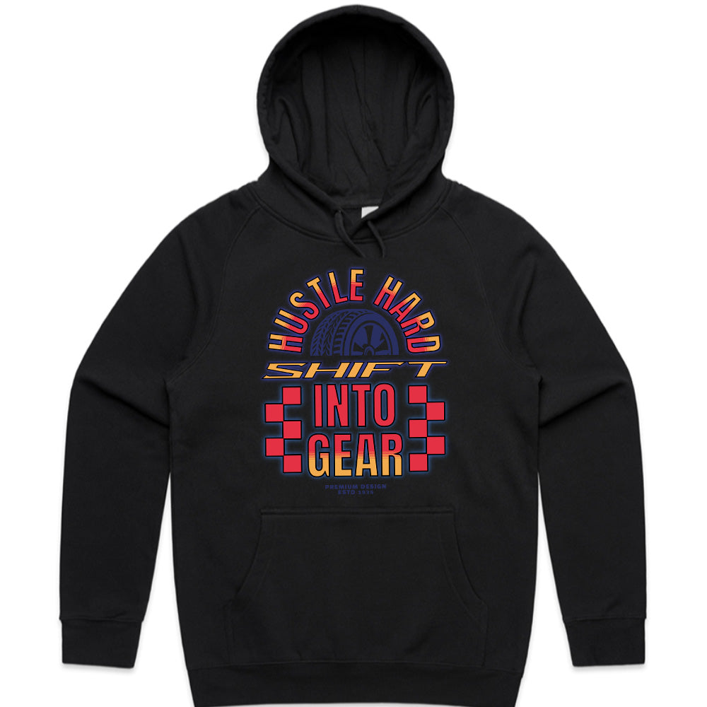 Hustle Hard: Shift Into Gear Racing Motivation T-Shirt