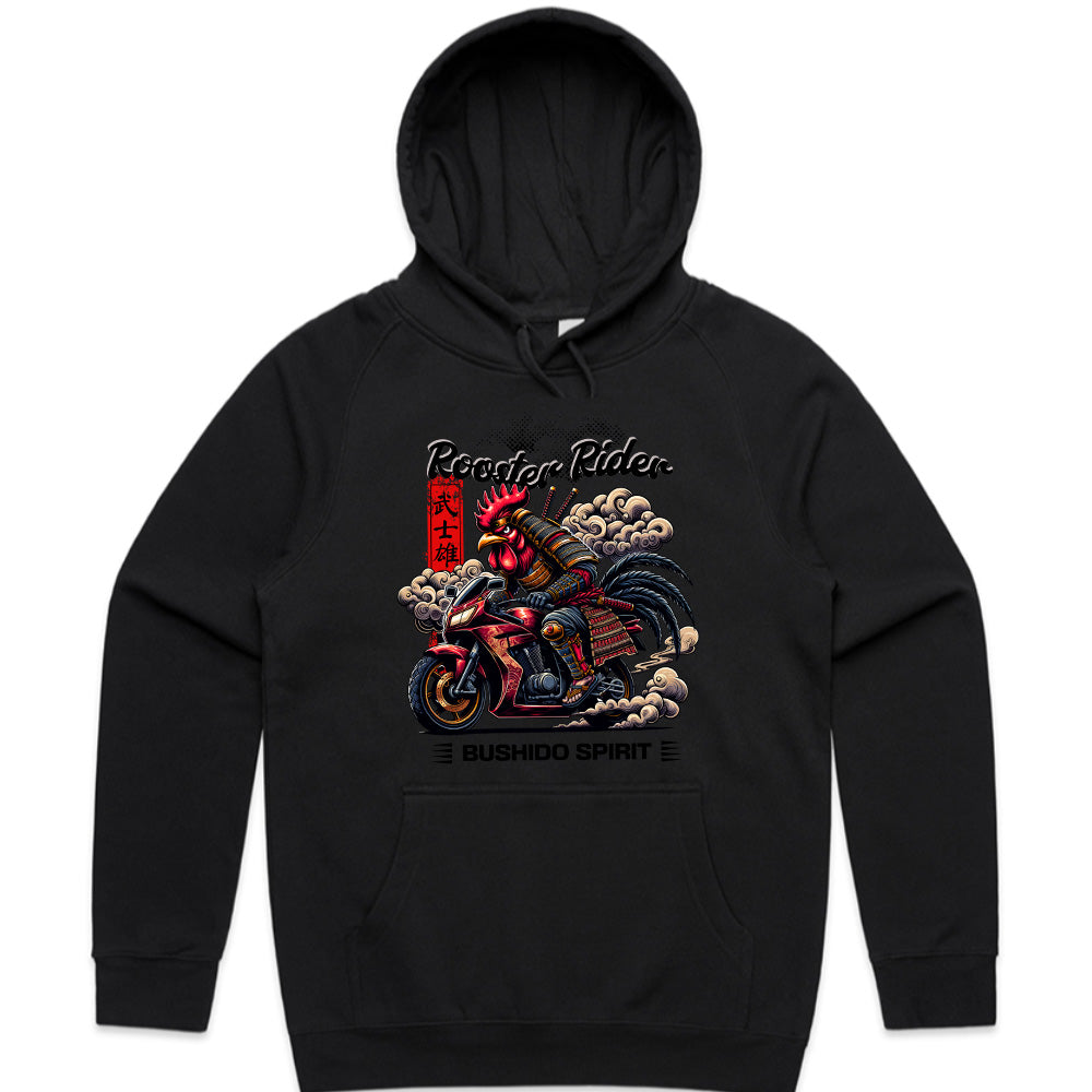 Rooster Rider T-Shirt – Samurai Biker Bushido Spirit Tee