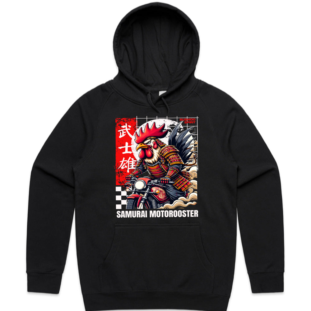 Samurai MotoRooster T-Shirt – Bushido Biker Warrior Tee