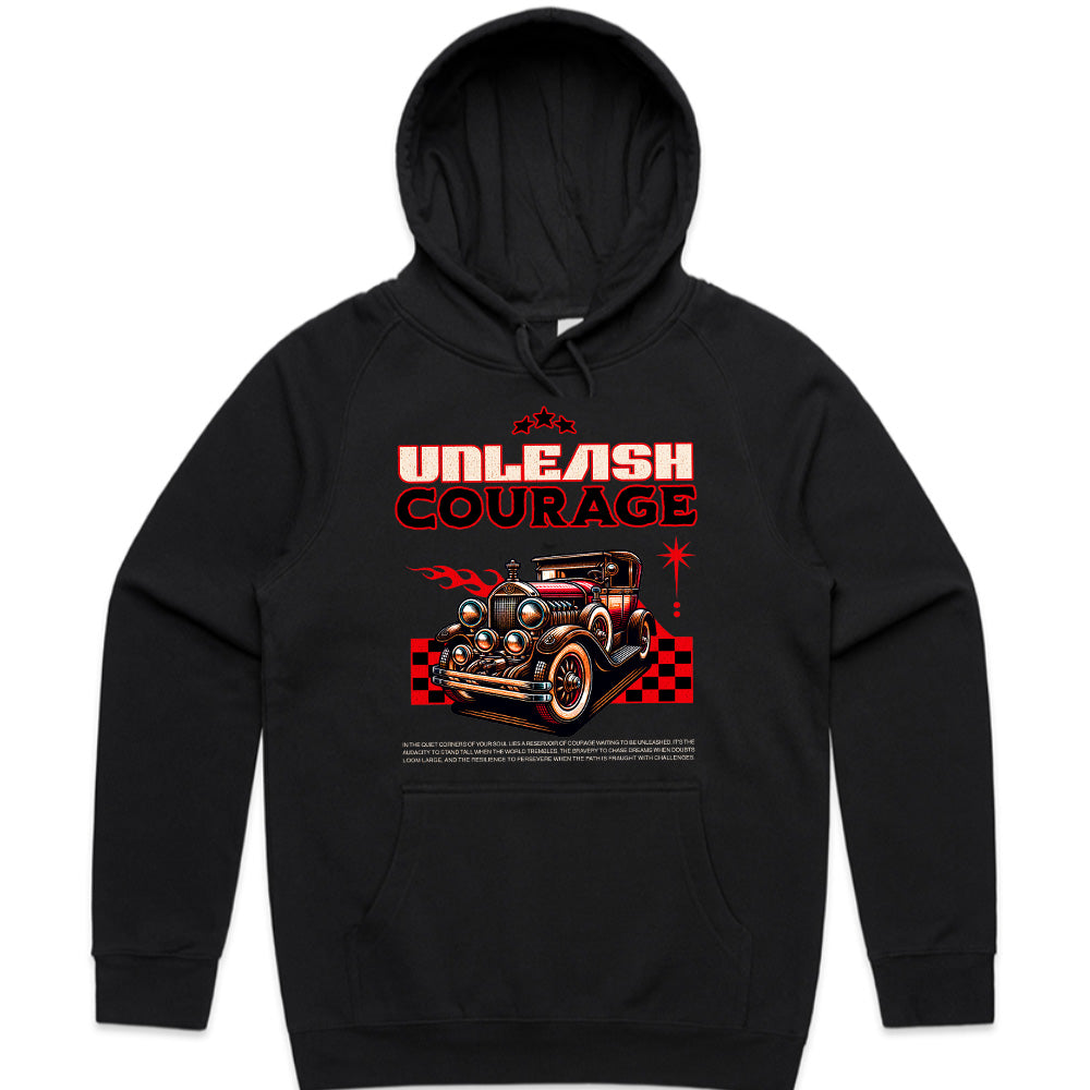 Unleash Courage – Retro Classic Hot Rod Motivation T-Shirt
