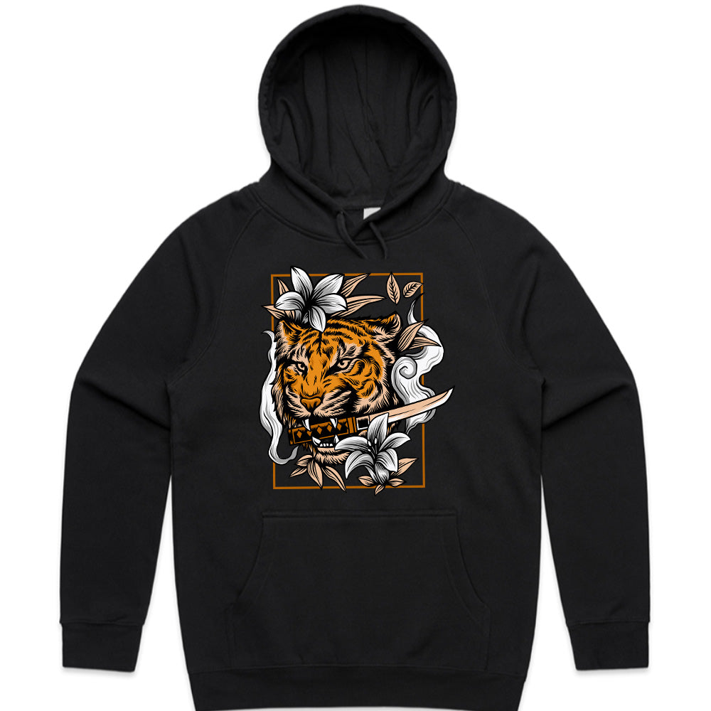 Savage Bloom: Tiger & Blade Floral Fusion Tee