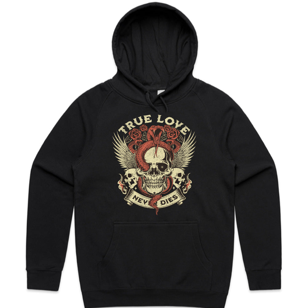 True Love Never Dies – Gothic Skull & Snake Tattoo-Inspired T-Shirt