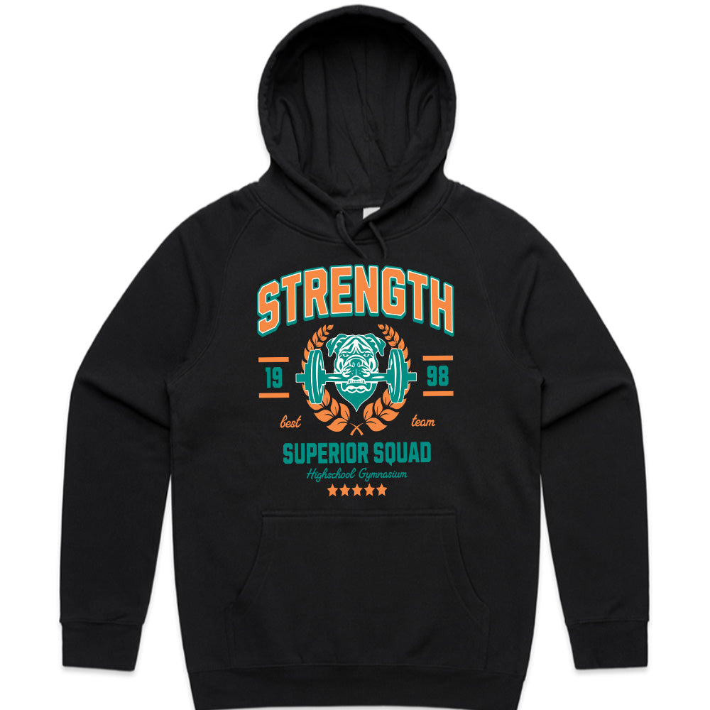 "Strength Superior Squad" Vintage Gym Bulldog T-Shirt – Power & Team Spirit
