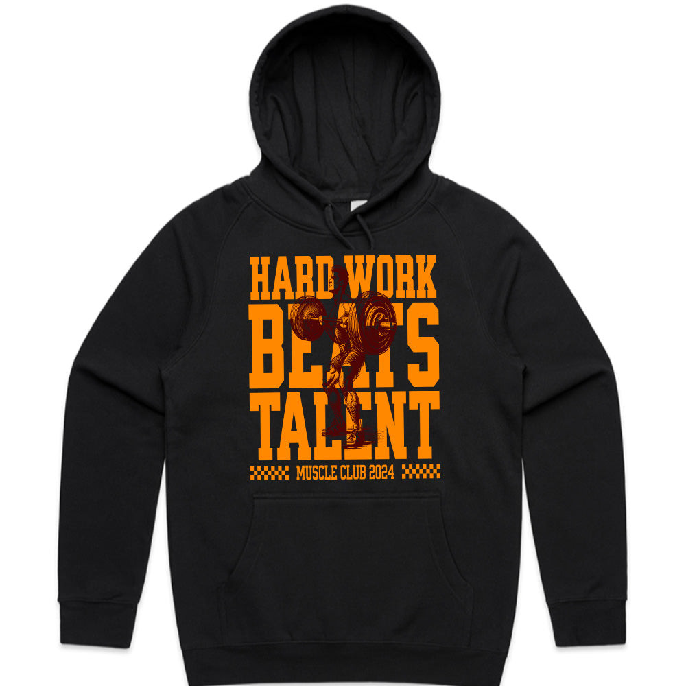 Hard Work Beats Talent – Muscle Club 2024 Gym T-Shirt | Motivational Workout Tee