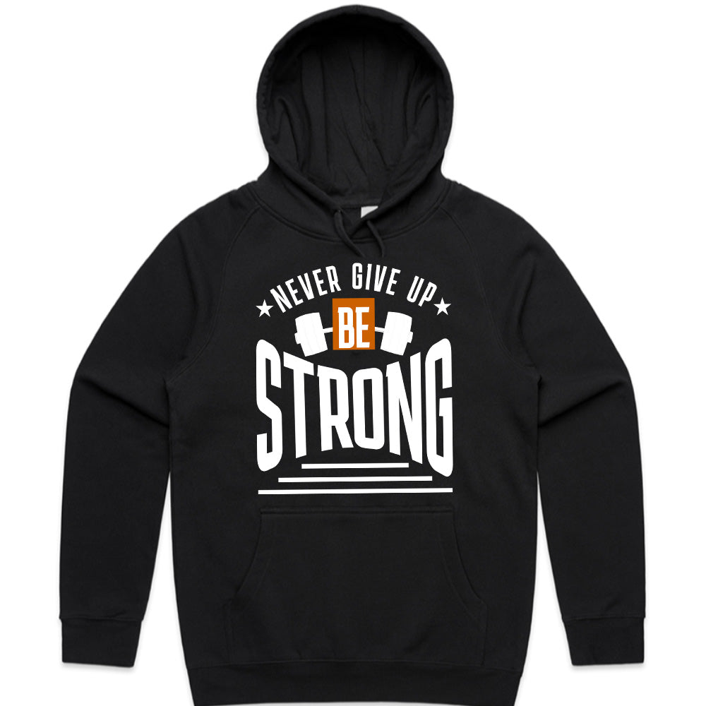 "Never Give Up, Be Strong" Motivational Gym T-Shirt – Strength & Resilience