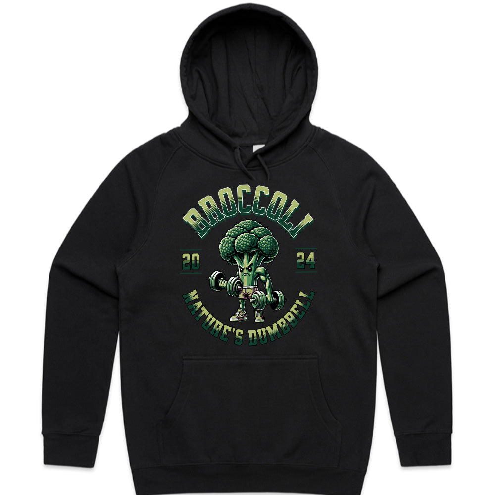 "Broccoli – Nature's Dumbbell" Funny Gym T-Shirt for Fitness & Health Enthusiasts