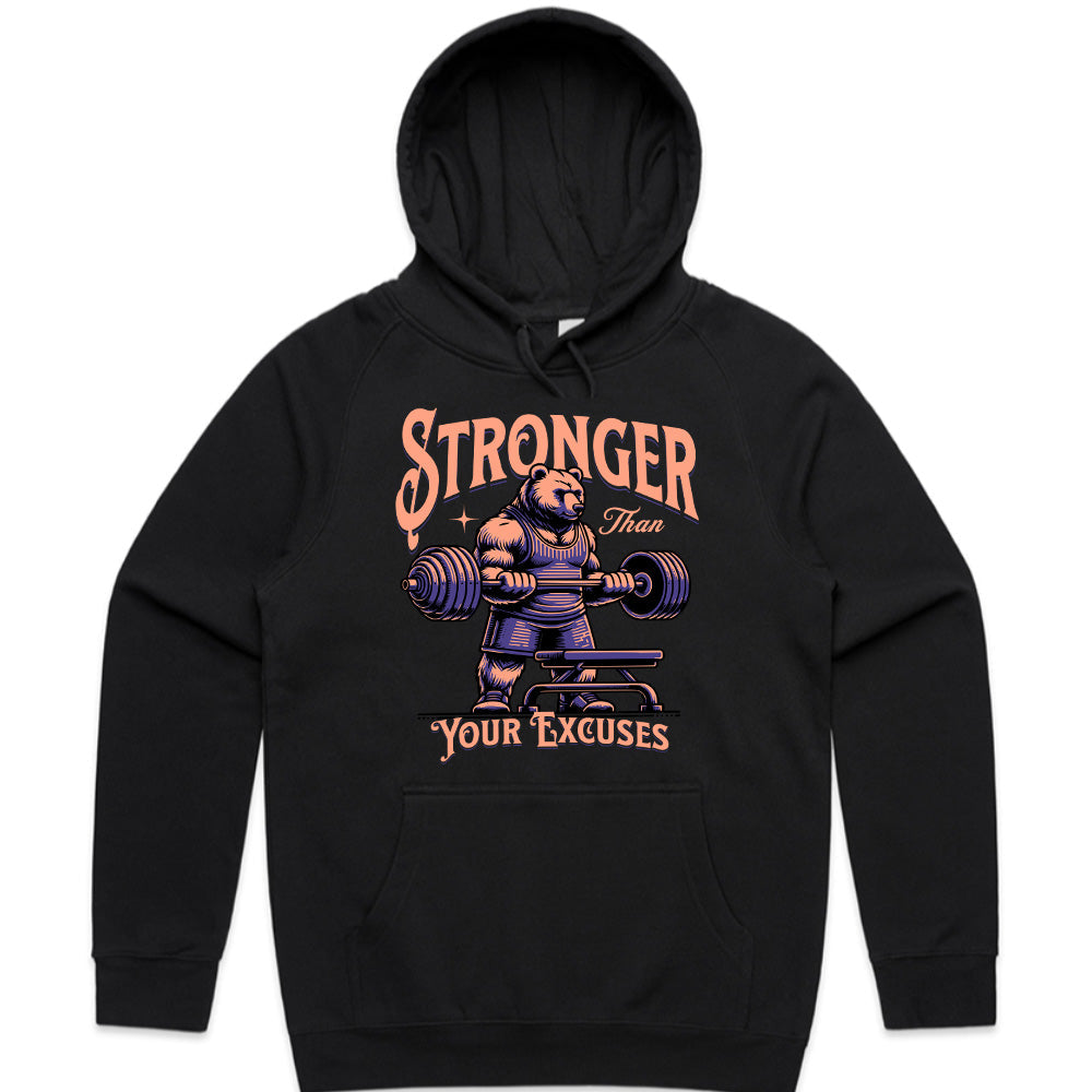 "Stronger Than Your Excuses" Motivational Bear Gym T-Shirt