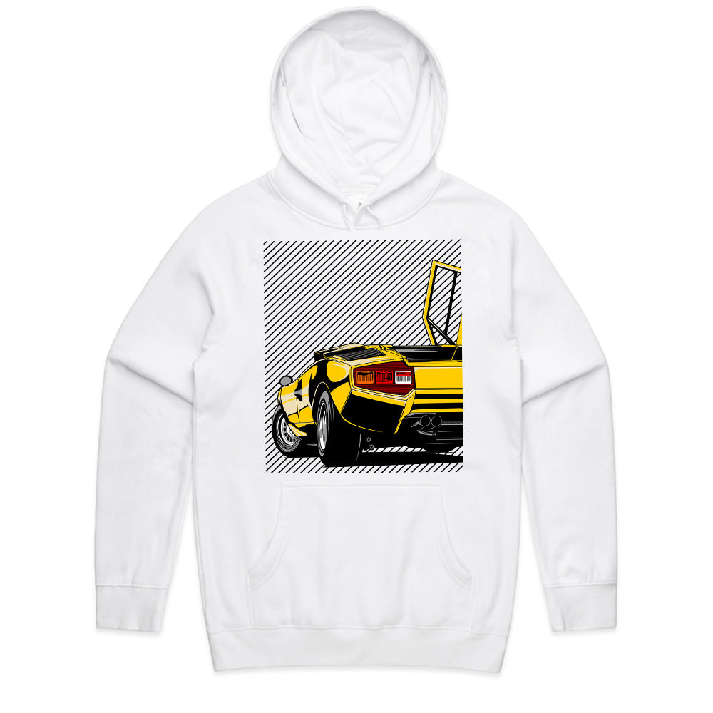 Countach Rear Legend T-Shirt — Retro Yellow Supercar Edition