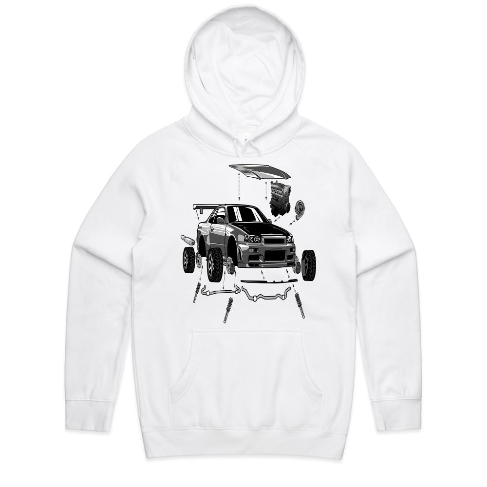 Skyline R34 Build Anatomy — JDM Exploded View T-Shirt