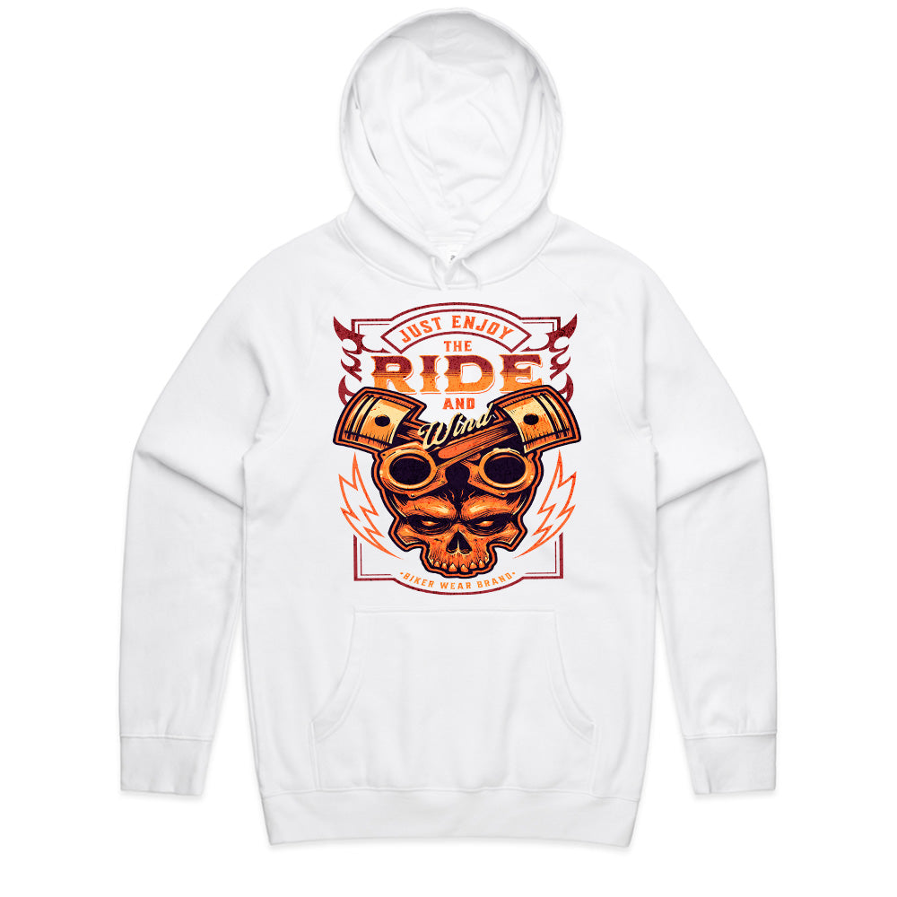 Just Enjoy the Ride and Wind - Bold Biker Skull T-Shirt