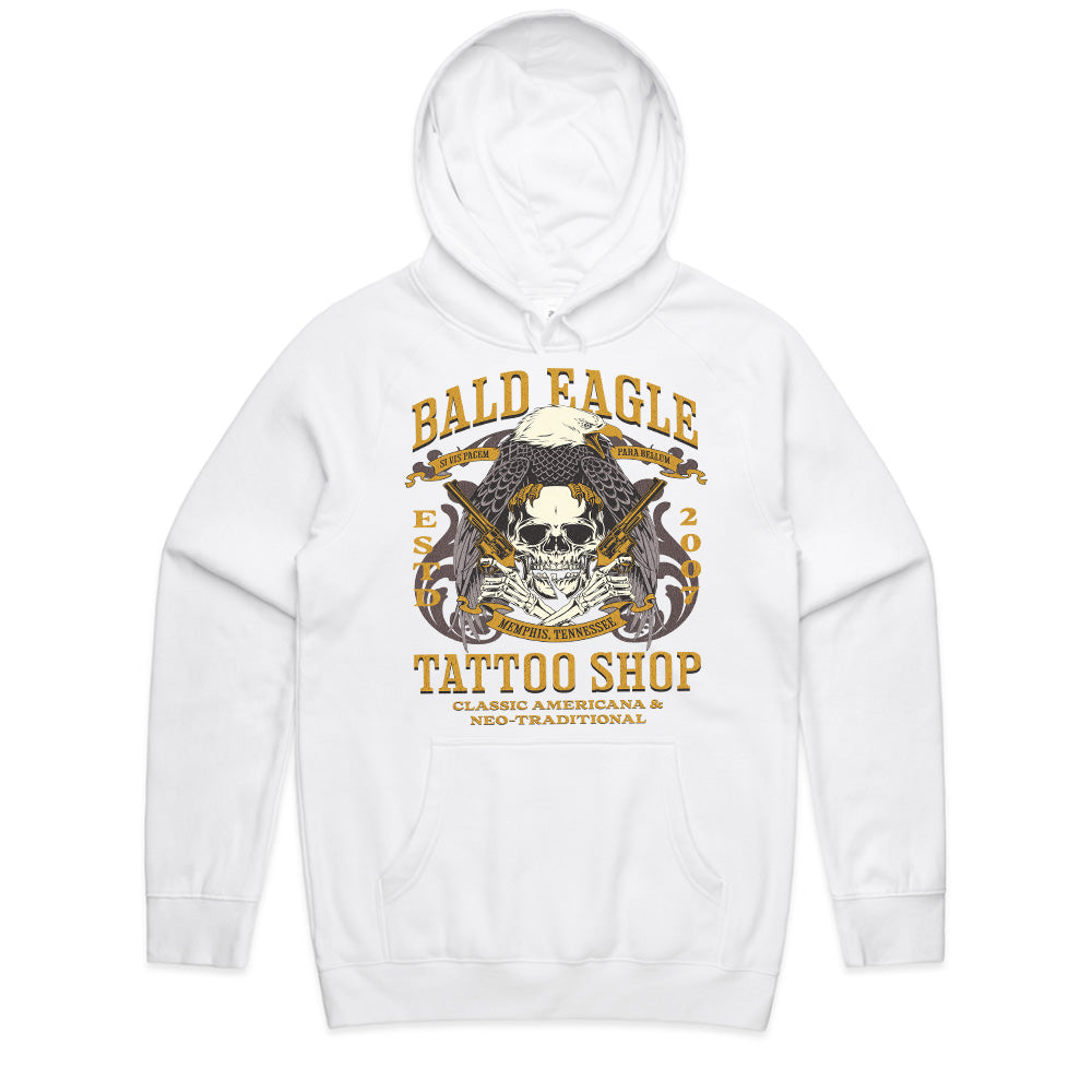 Bald Eagle Tattoo Shop – Classic Americana Biker T-Shirt